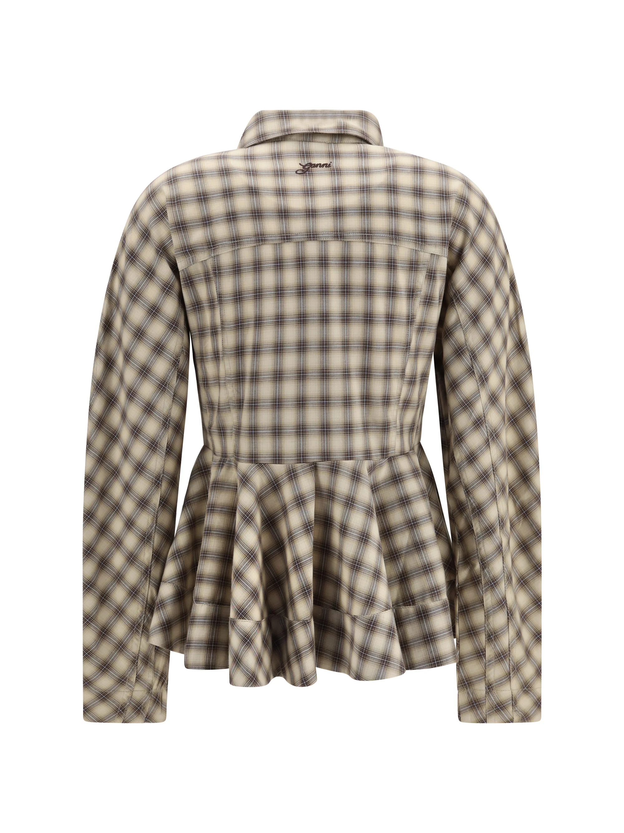GANNI 36 check flannel peplum shirt