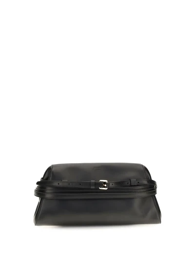 leather clutch with buckle detail