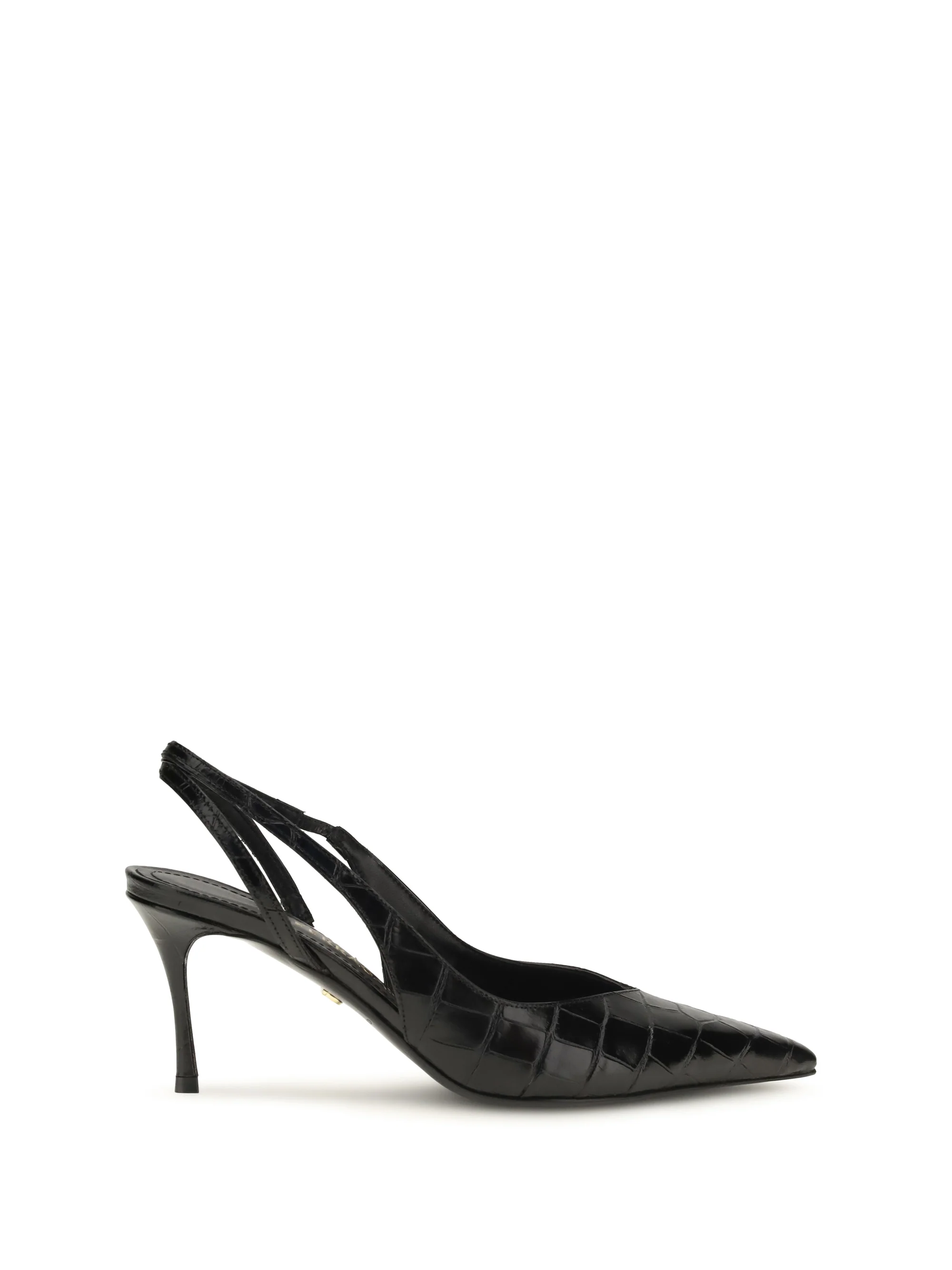 FERRAGAMO 5.5 crocodile-effect leather slingback pumps