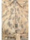 printed marl mesh tie blouse