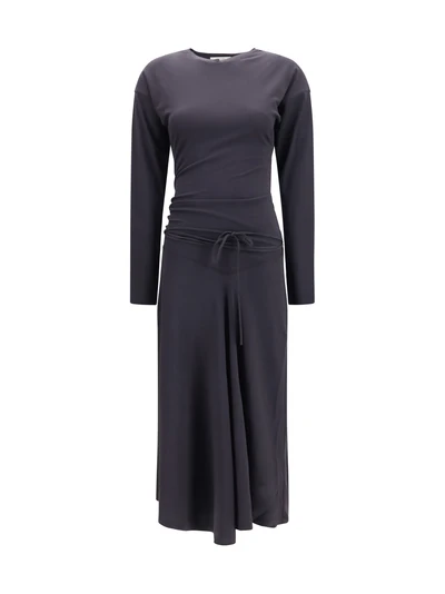 draped fitted long dress
