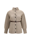 high neck cardigan with belt
