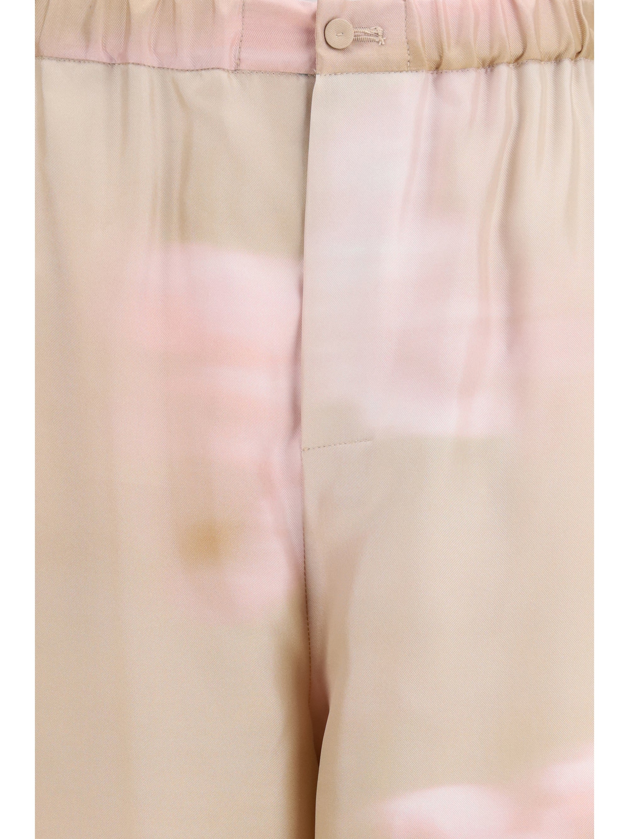 printed silk twill pants