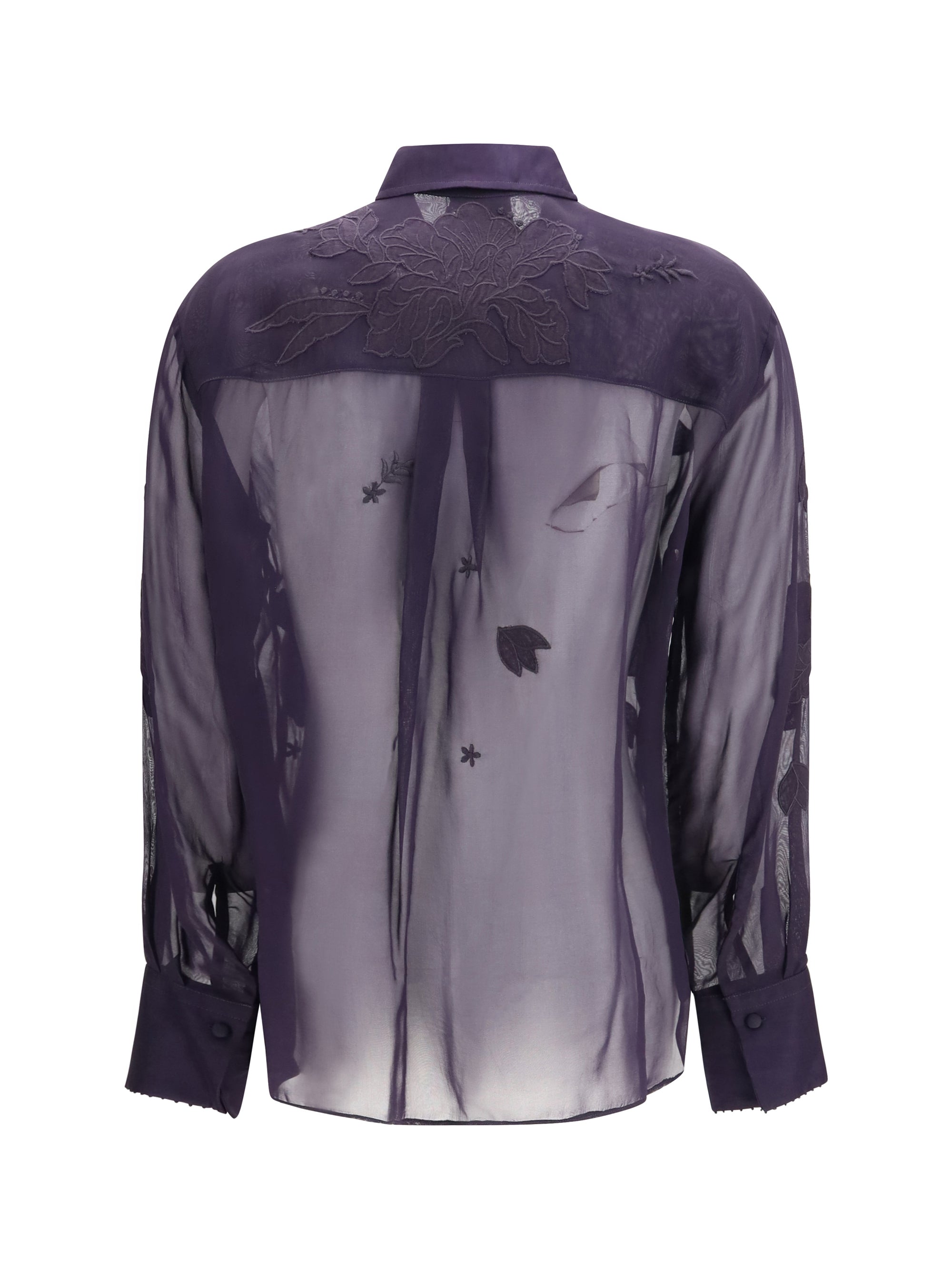 FORTE_FORTE 2 organza shirt with floral embroidery