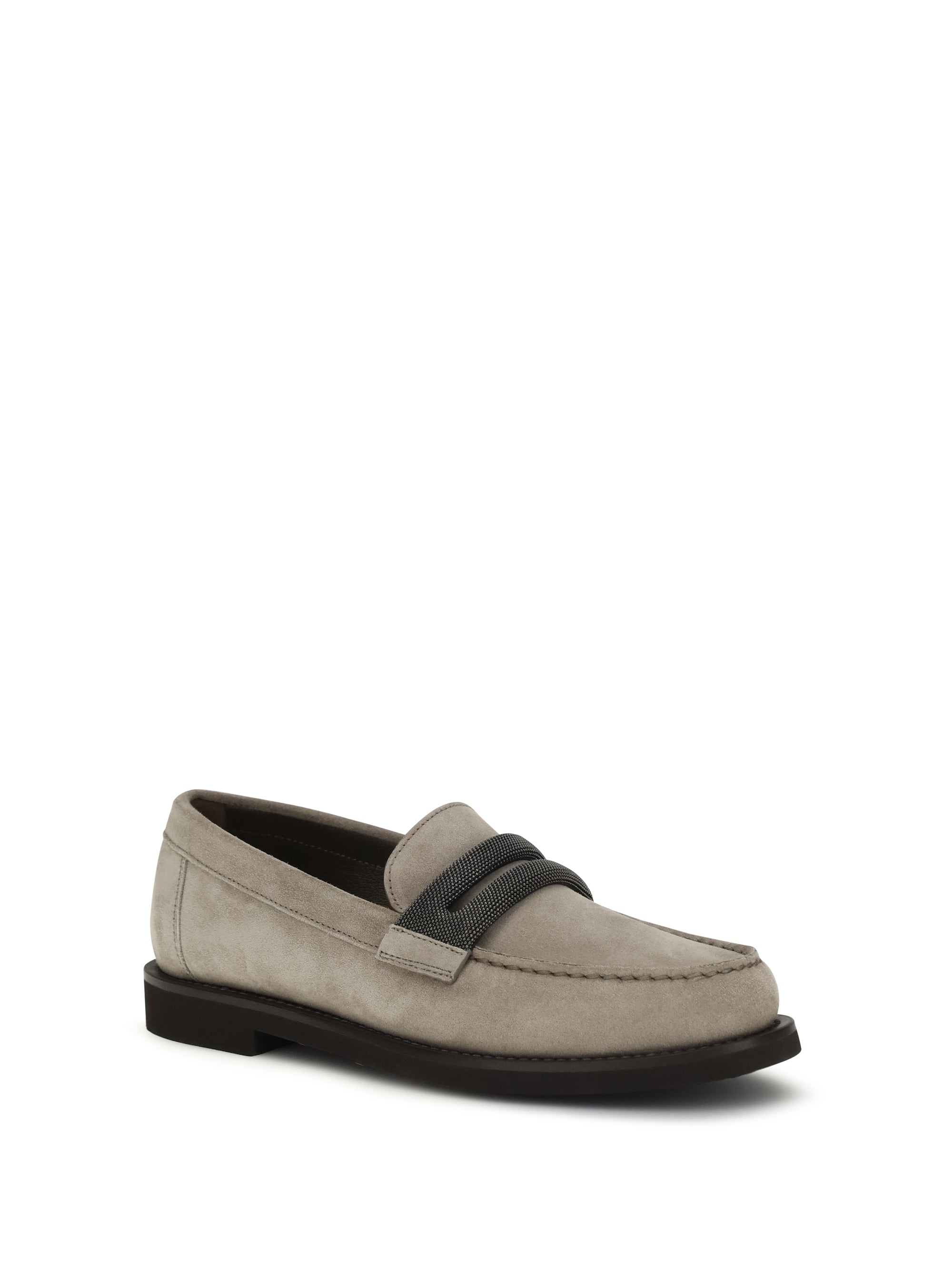 BRUNELLO CUCINELLI 36 penny loafers in suede with precious clamp