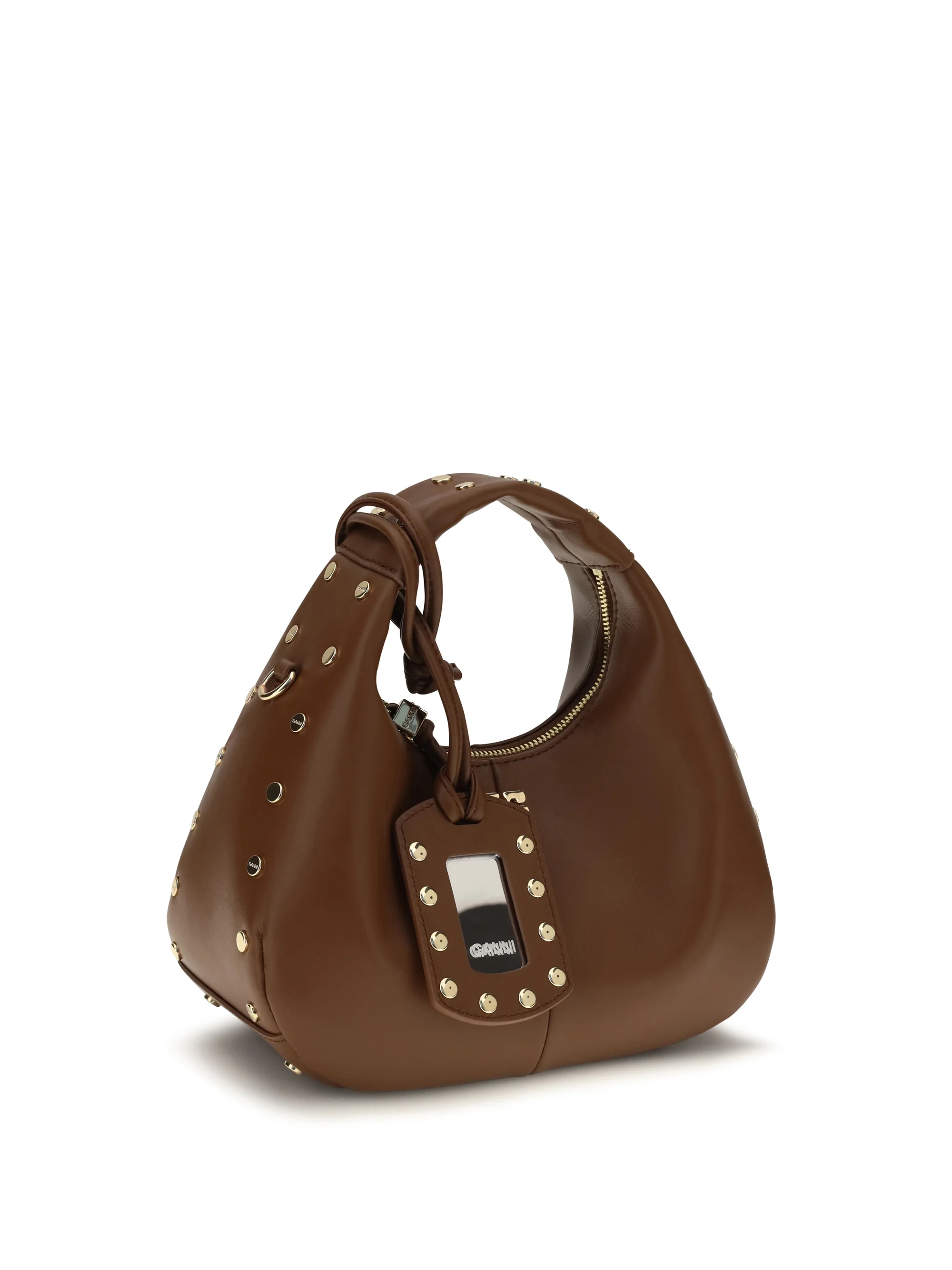 GANNI OS mini studded hobo handbag