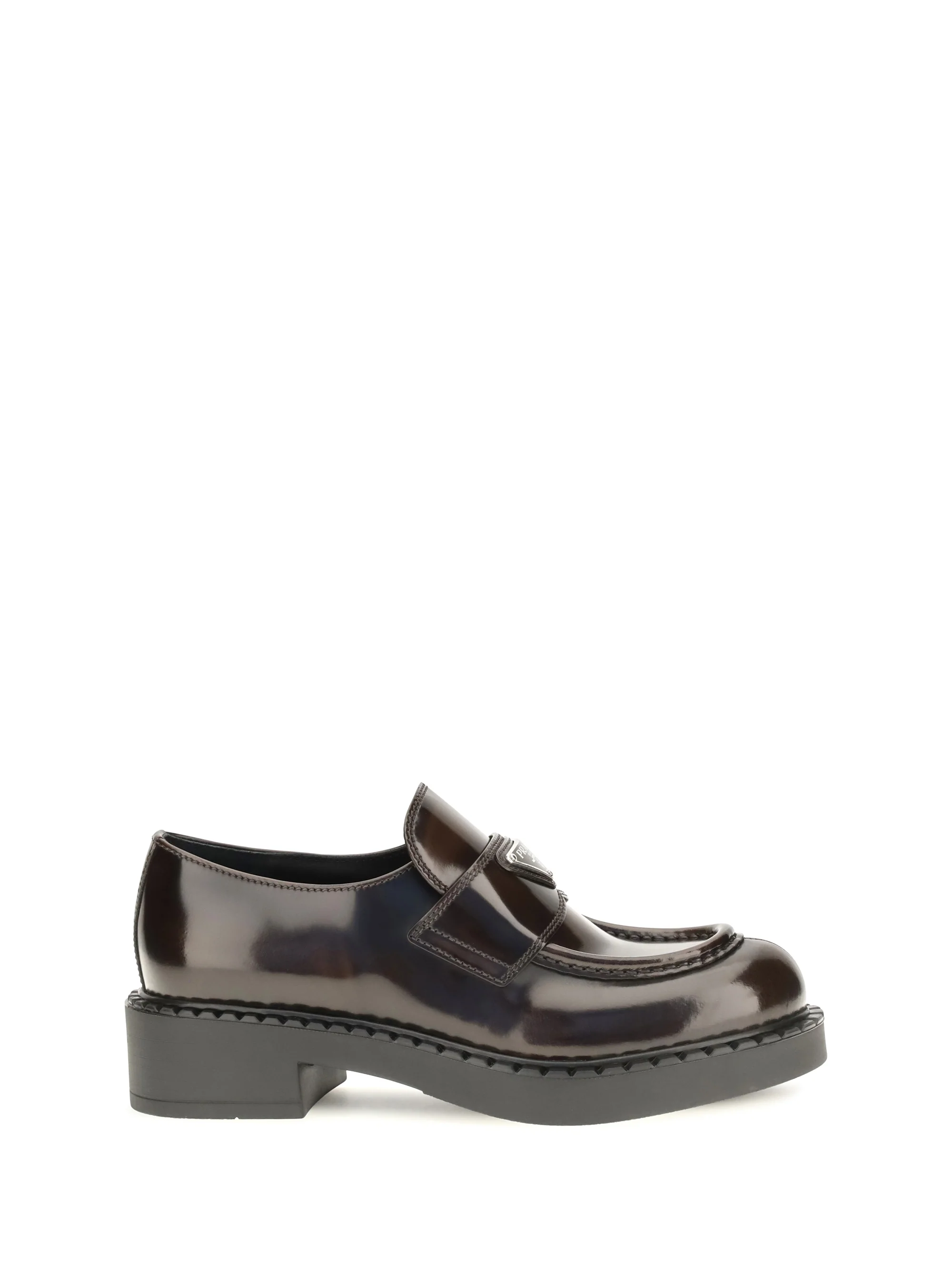 leather logo loafers