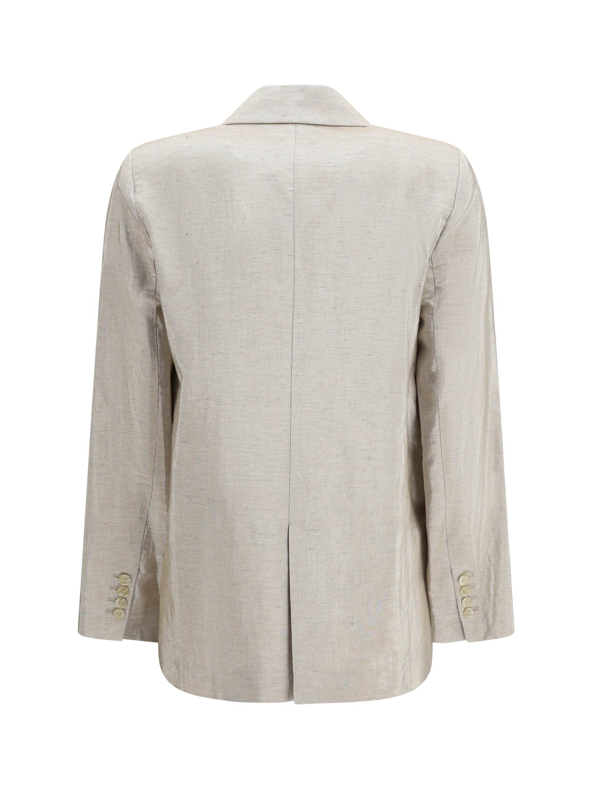 FORTE_FORTE I double-breasted jacket in linen and lurex with jewel buttons