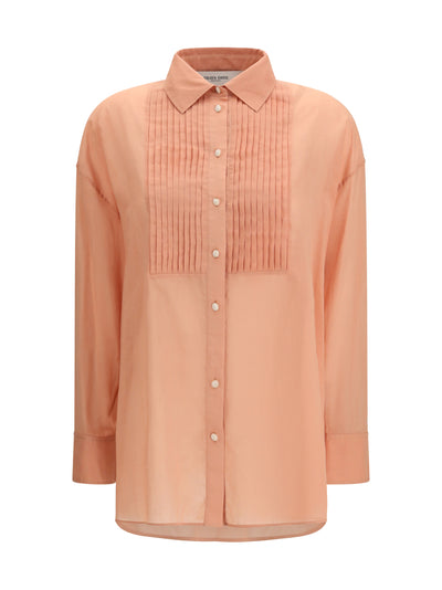 oversized shirt in cotton with pleated bib