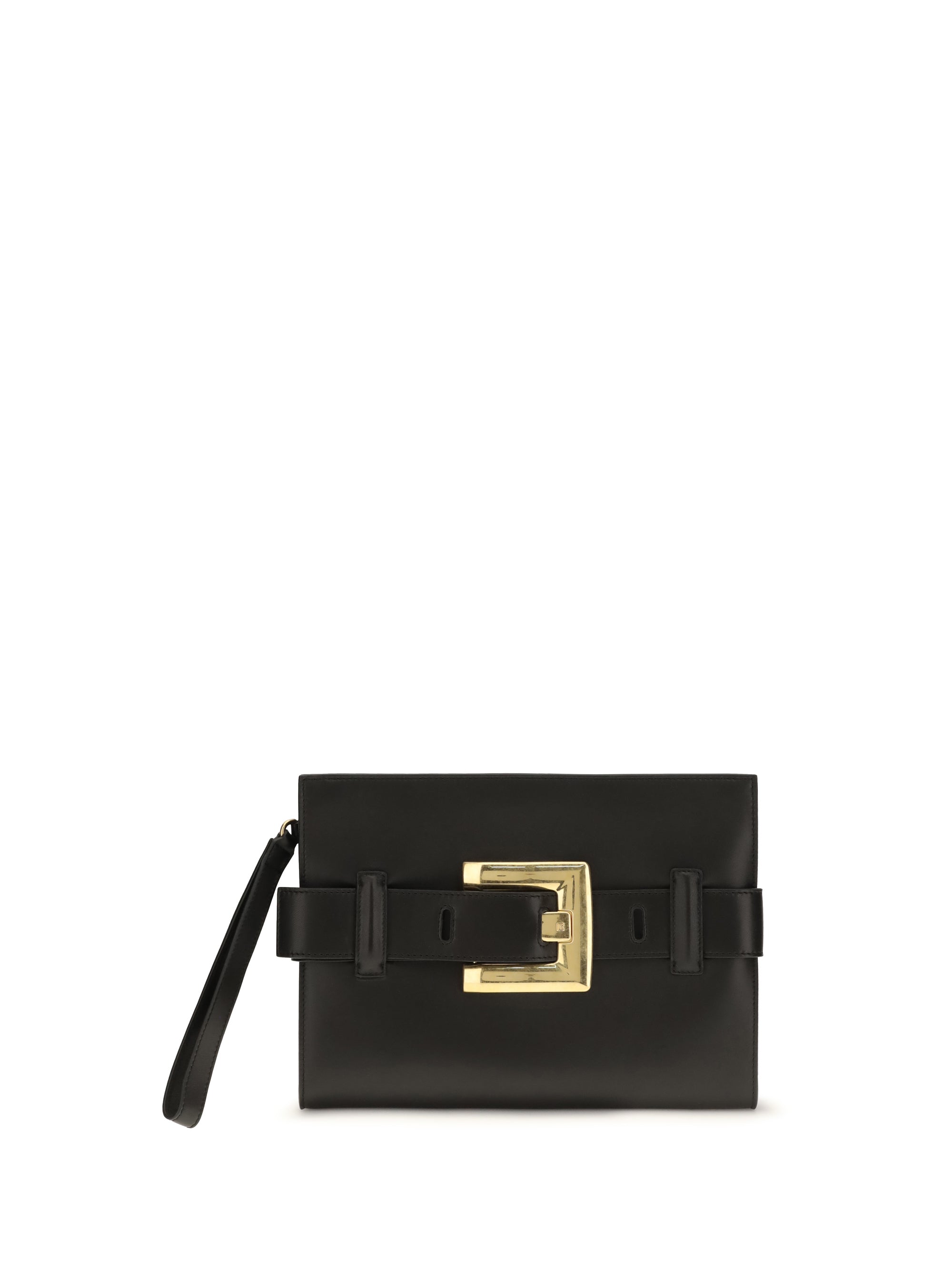 BALMAIN OS anthem leather clutch