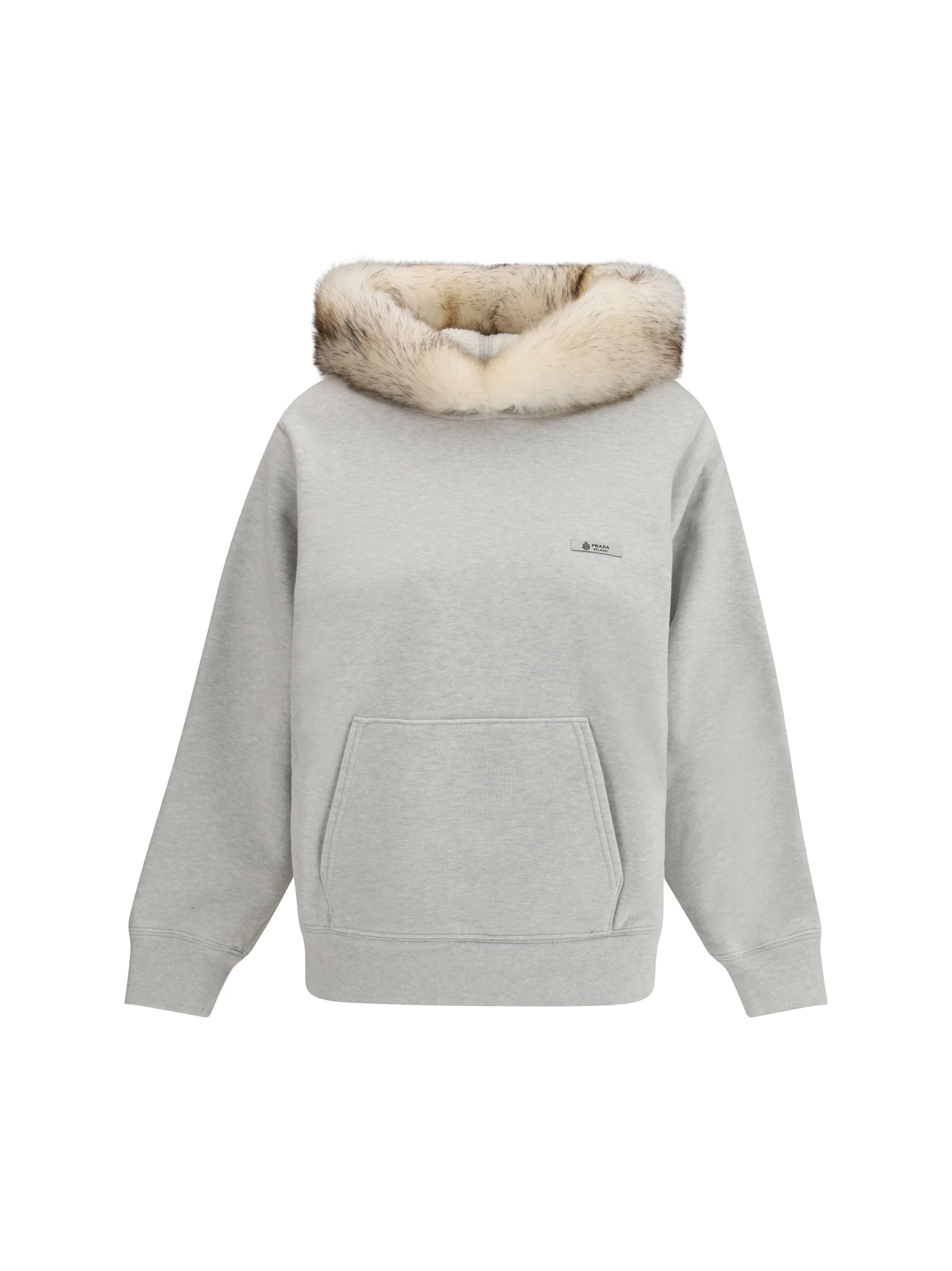 PRADA XS hoodie features a hood lined in shearling