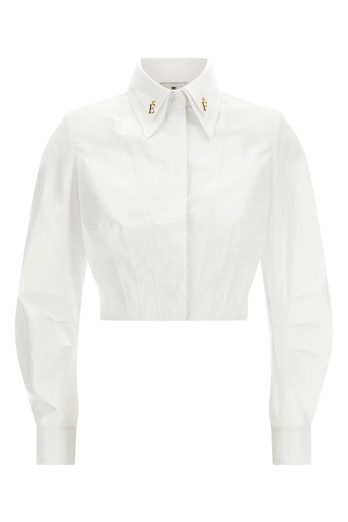 the elisabetta franchi cropped shirt redefines the codes of classic tailoring th