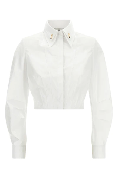 the elisabetta franchi cropped shirt redefines the codes of classic tailoring th