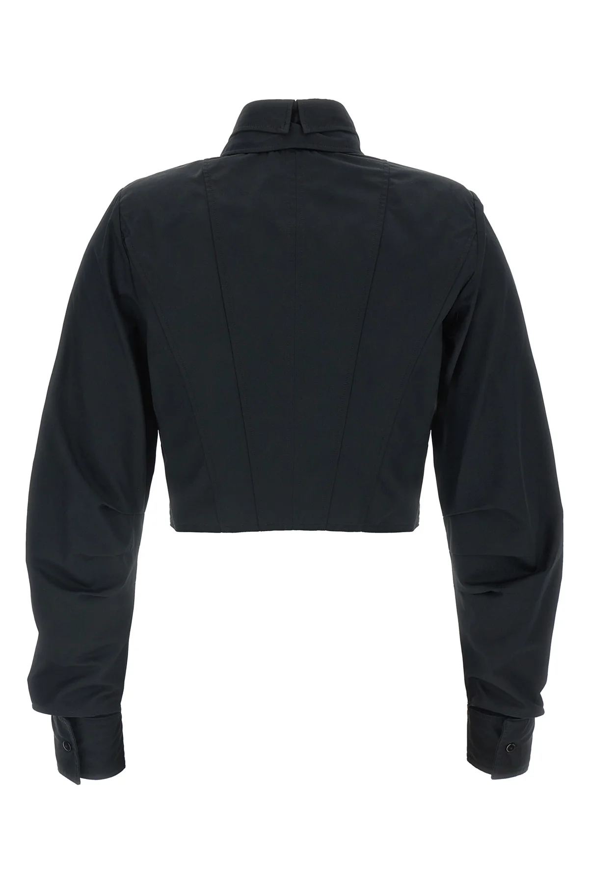 the elisabetta franchi cropped shirt redefines the codes of tailoring through a