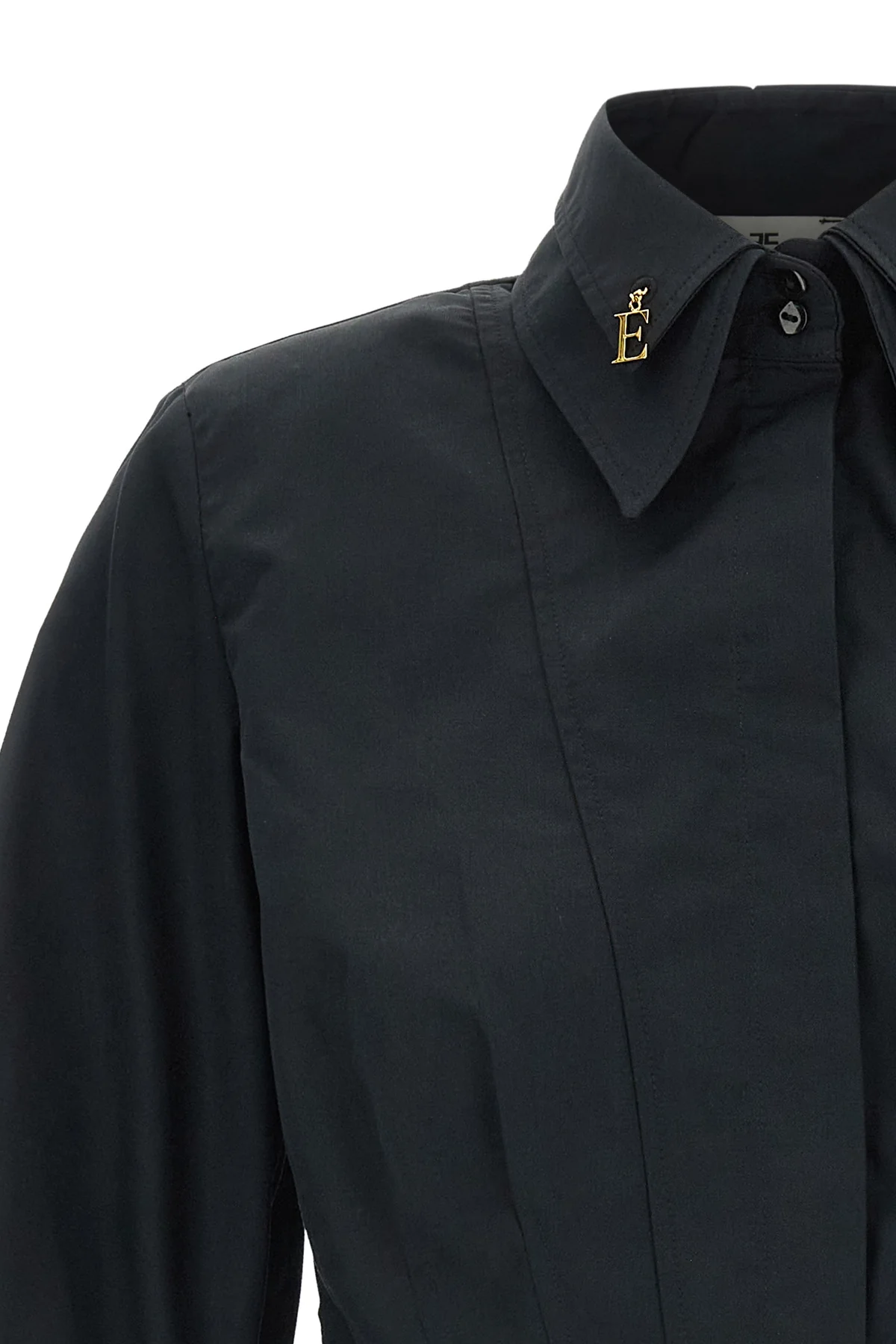 the elisabetta franchi cropped shirt redefines the codes of tailoring through a
