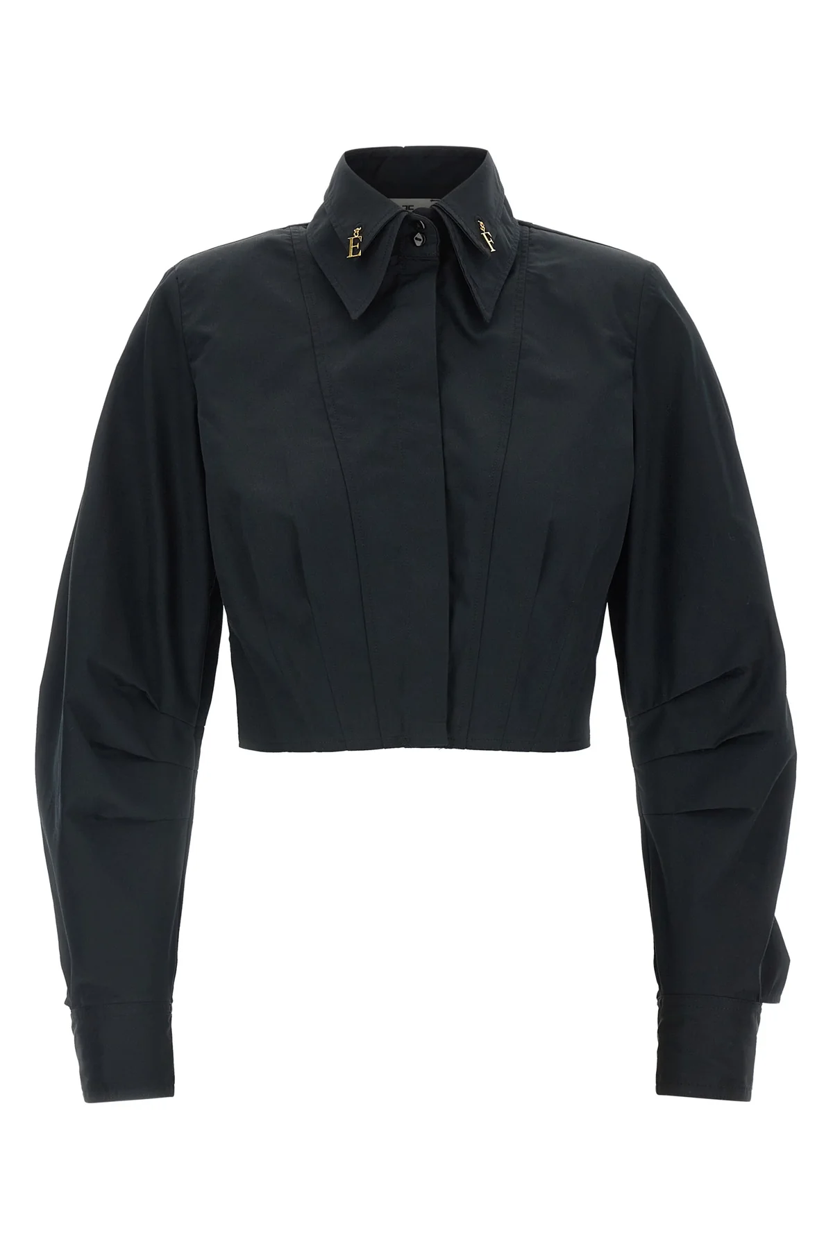 the elisabetta franchi cropped shirt redefines the codes of tailoring through a