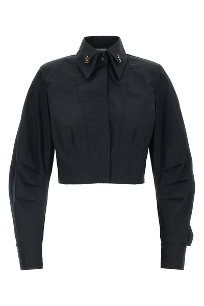 the elisabetta franchi cropped shirt redefines the codes of tailoring through a