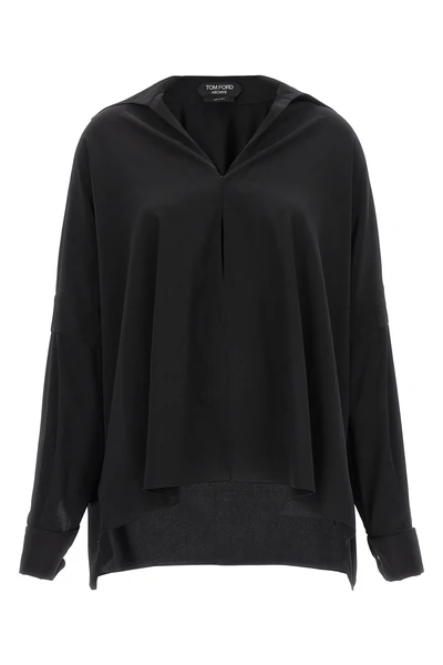 oversize crepe de chine stretch silk shirt
