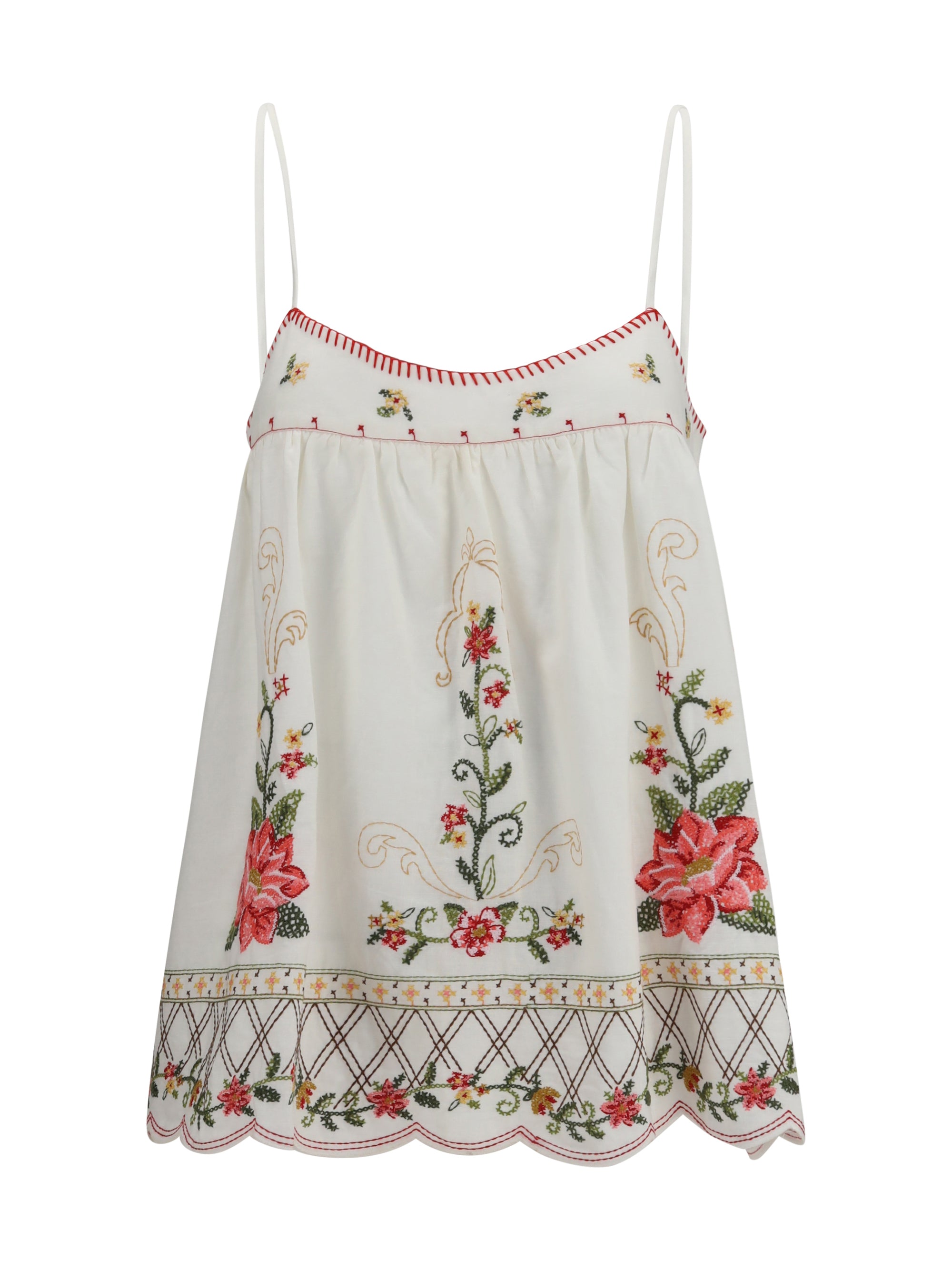 FARM RIO M floral embroidered top 