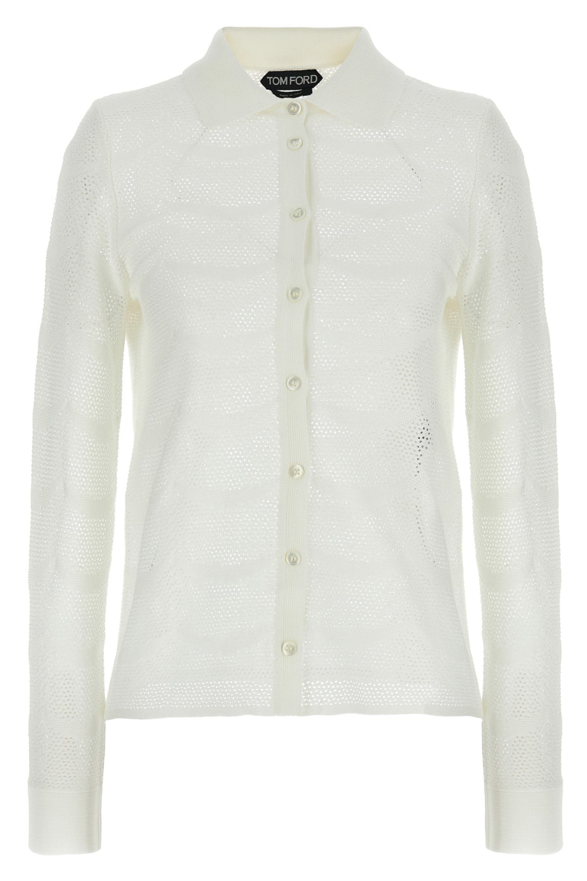 TOM FORD S cardigan in cotton blend and openwork silk crocheted