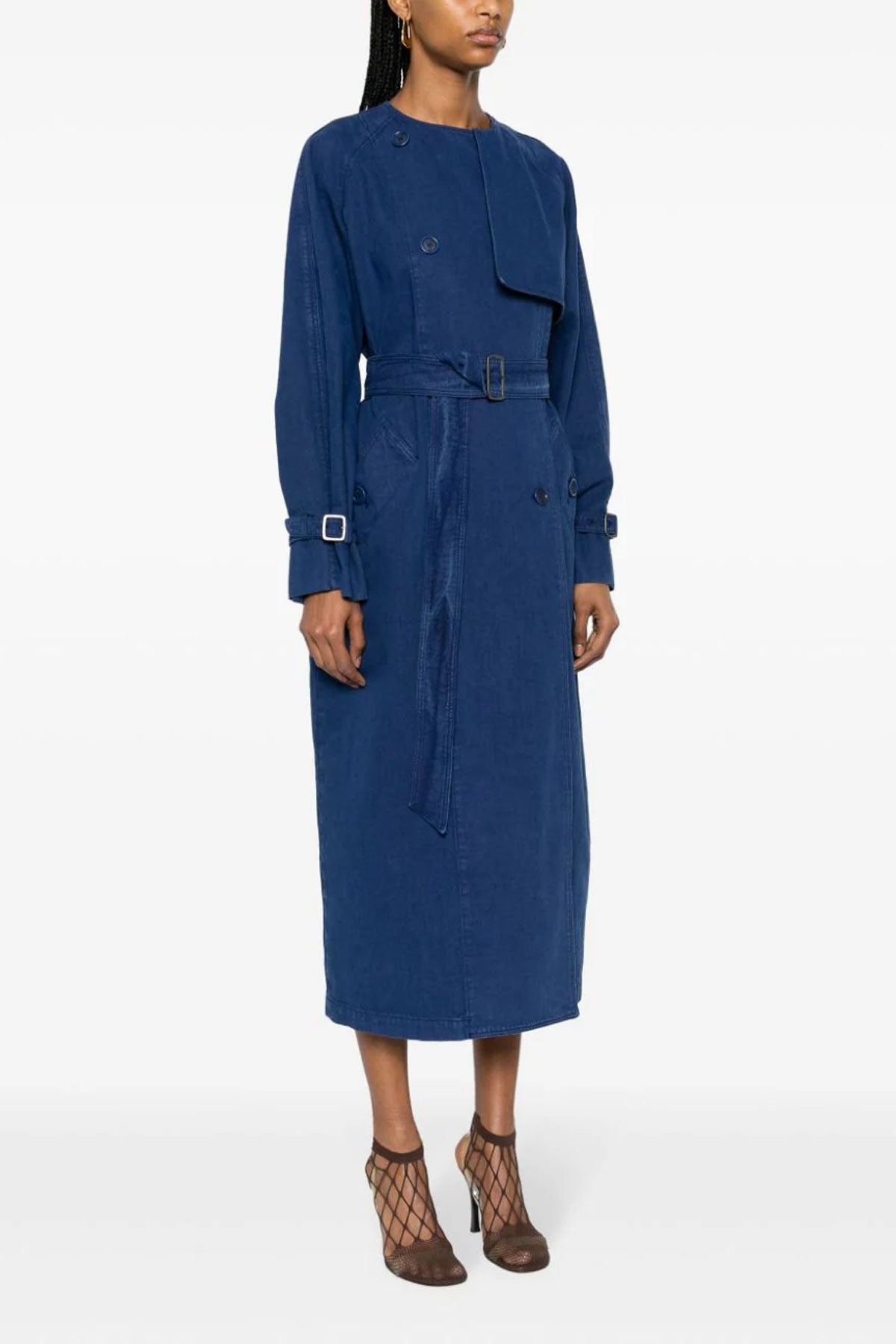 MAX MARA 38 calao double-breasted cotton trench coat