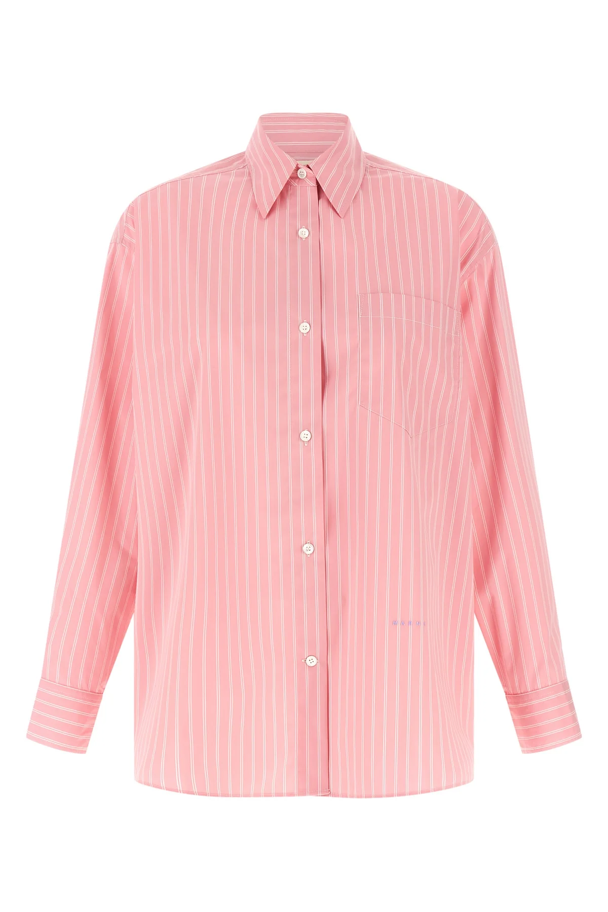 the marni shirt in cotton blend poplin is distinguished by an oversized silhouet
