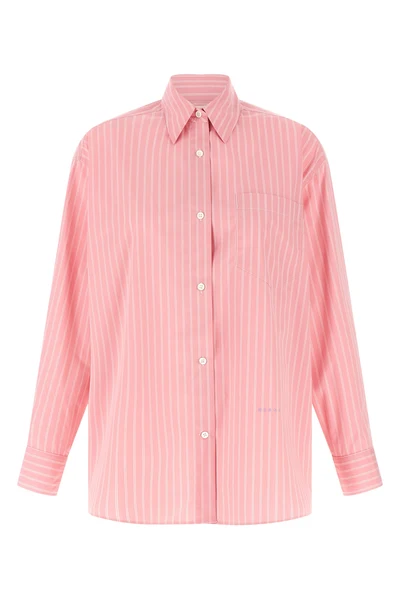 the marni shirt in cotton blend poplin is distinguished by an oversized silhouet