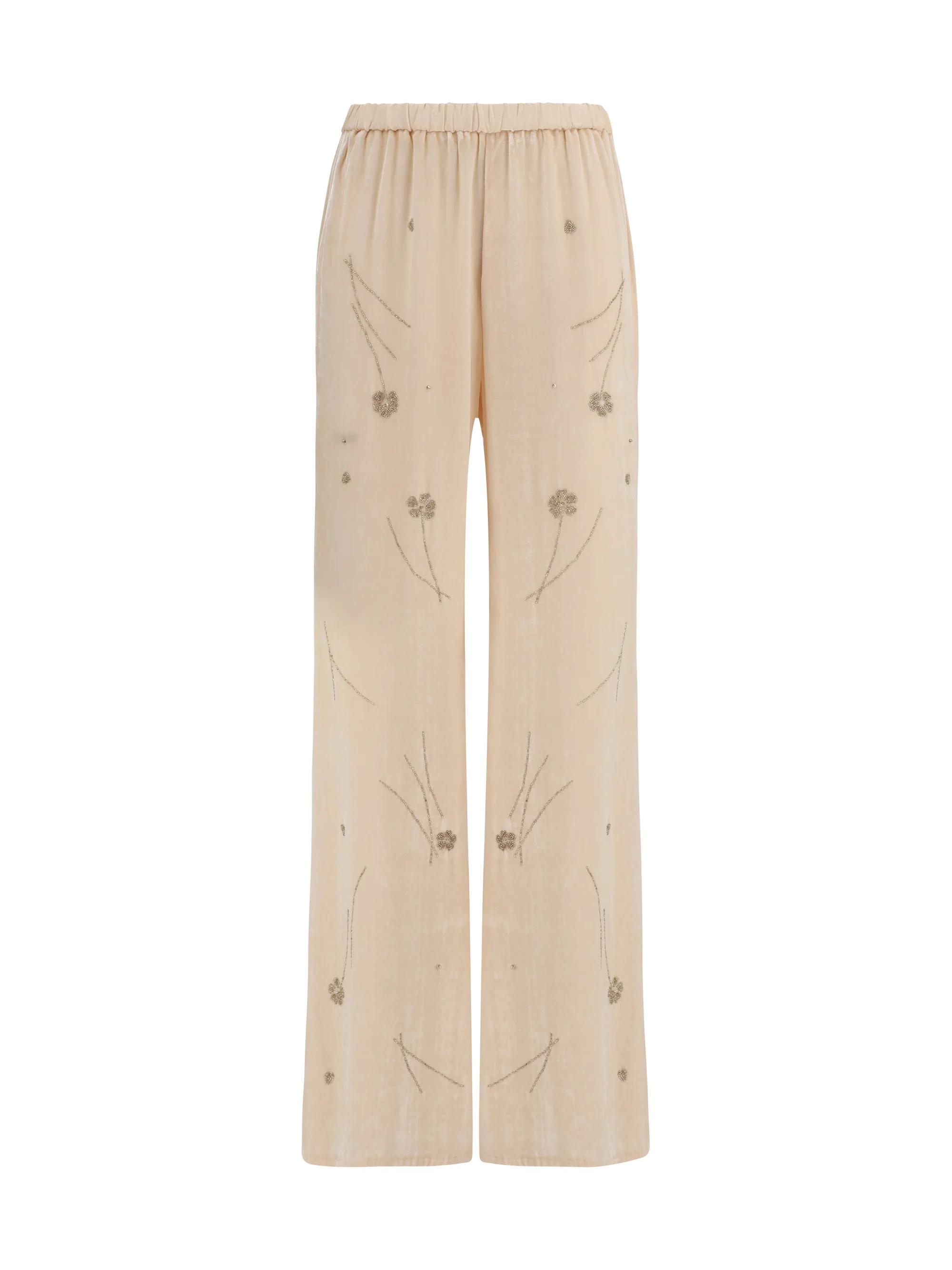 fleurs d’orient embroidered crushed velvet pants