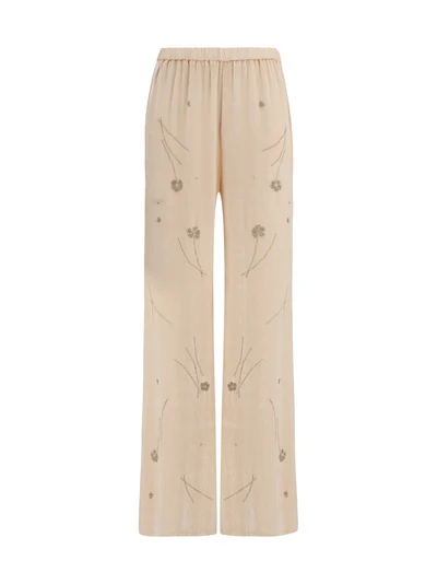fleurs d’orient embroidered crushed velvet pants