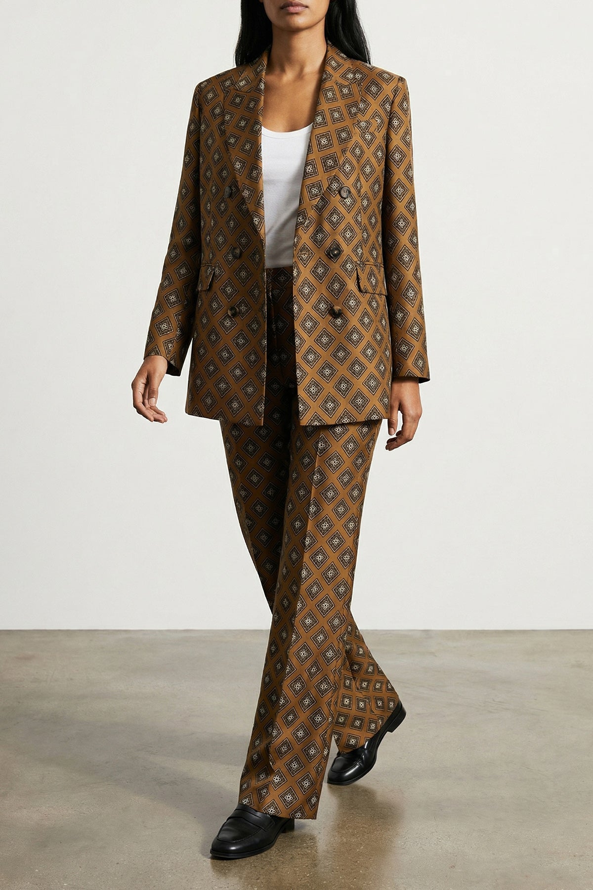 ALBERTO BIANI 40 all-over tie-print silk twill pants