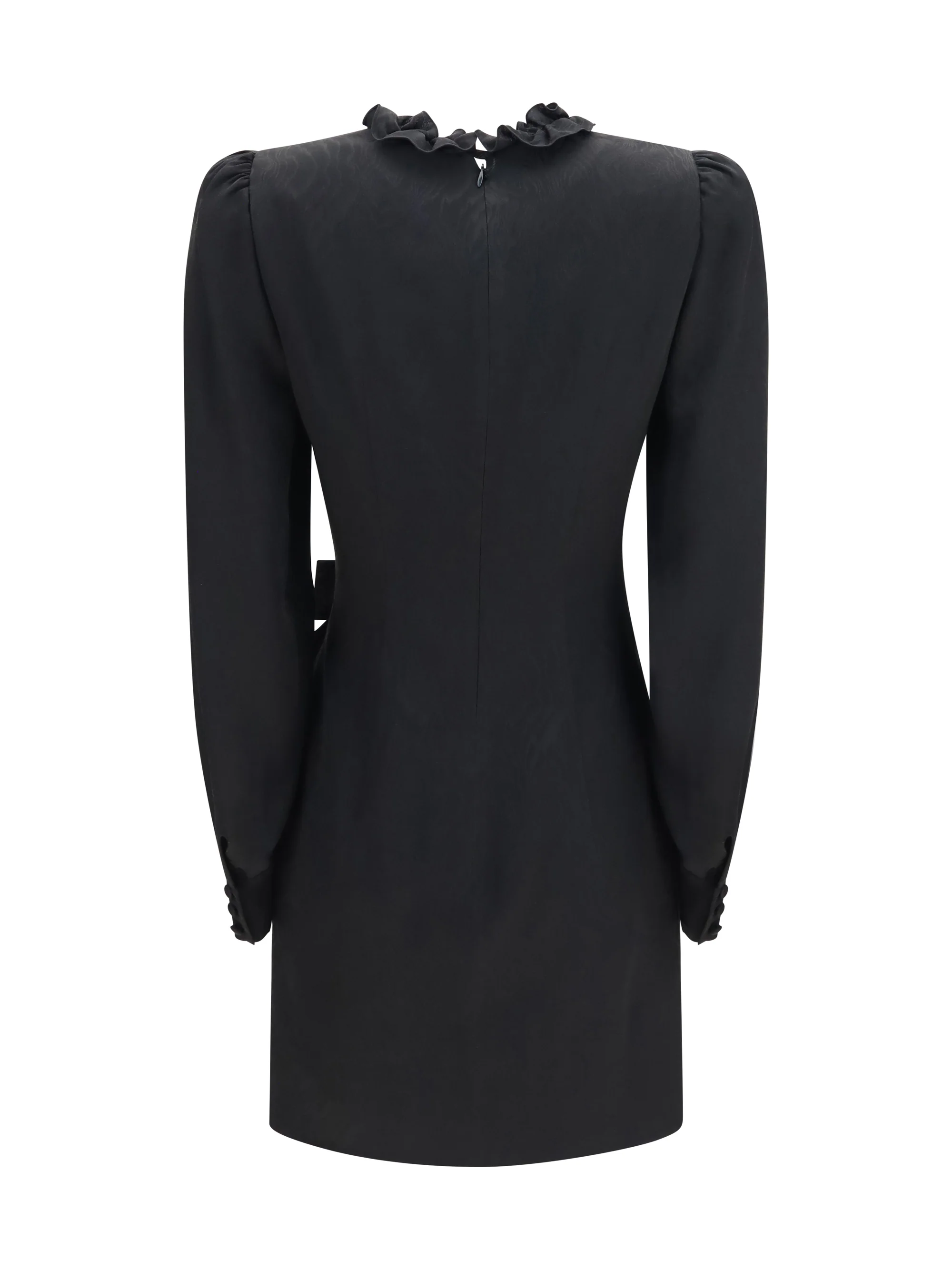 silk jacquard mini dress with ruffles
