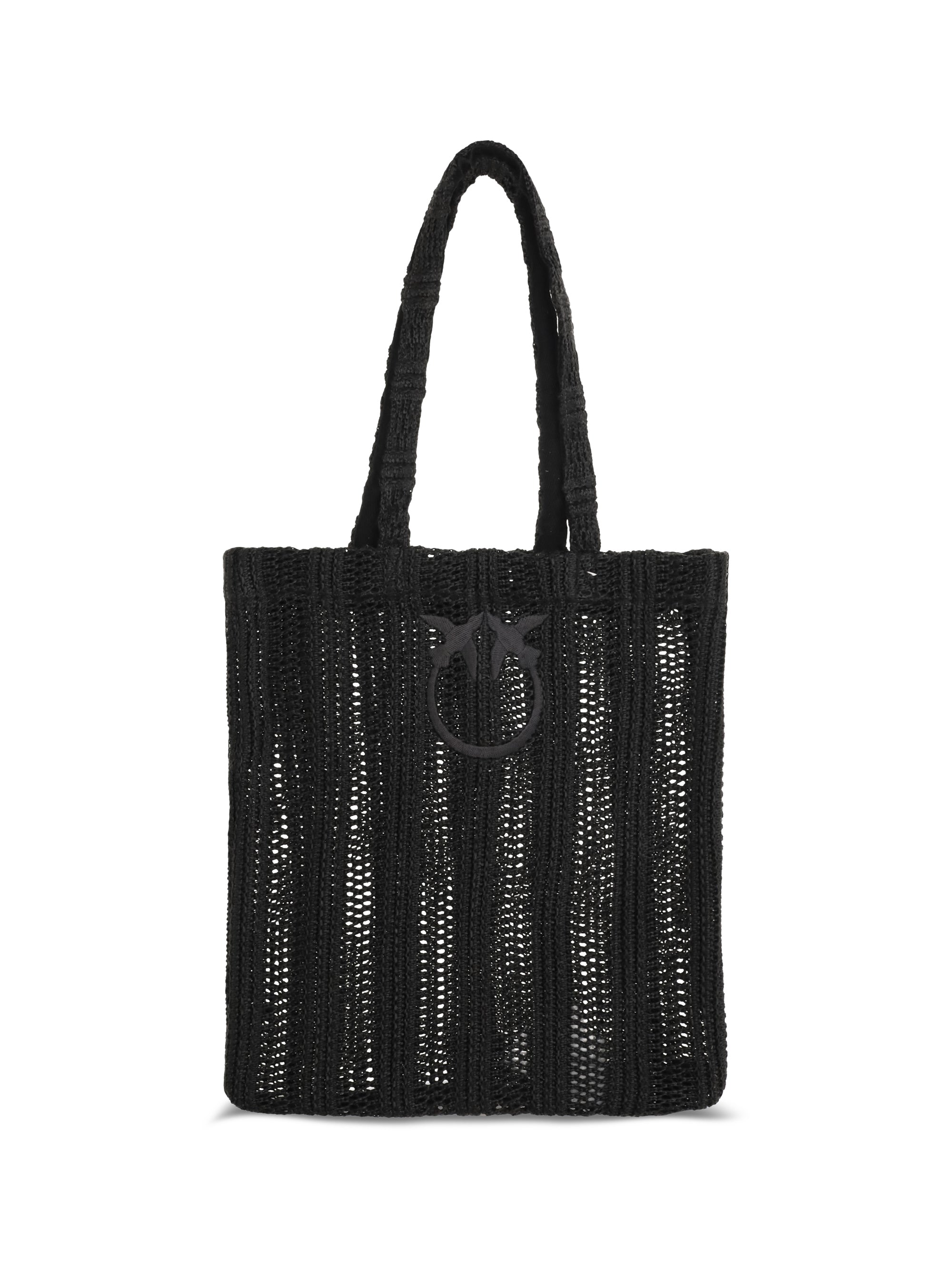 PINKO OS medium easy tote bag in raffia