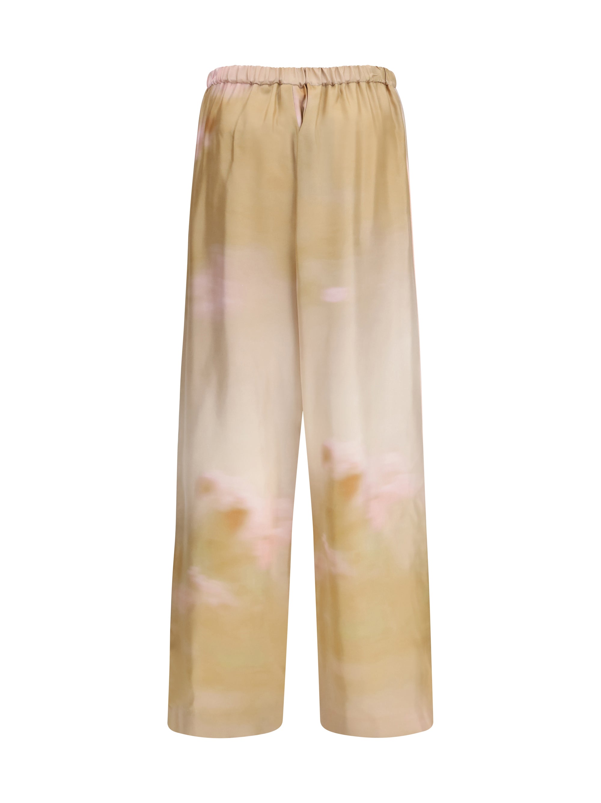 printed silk twill pants