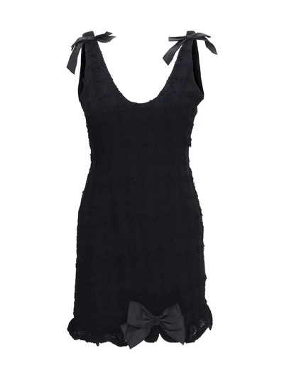checked bouclé tweed mni dress with bows