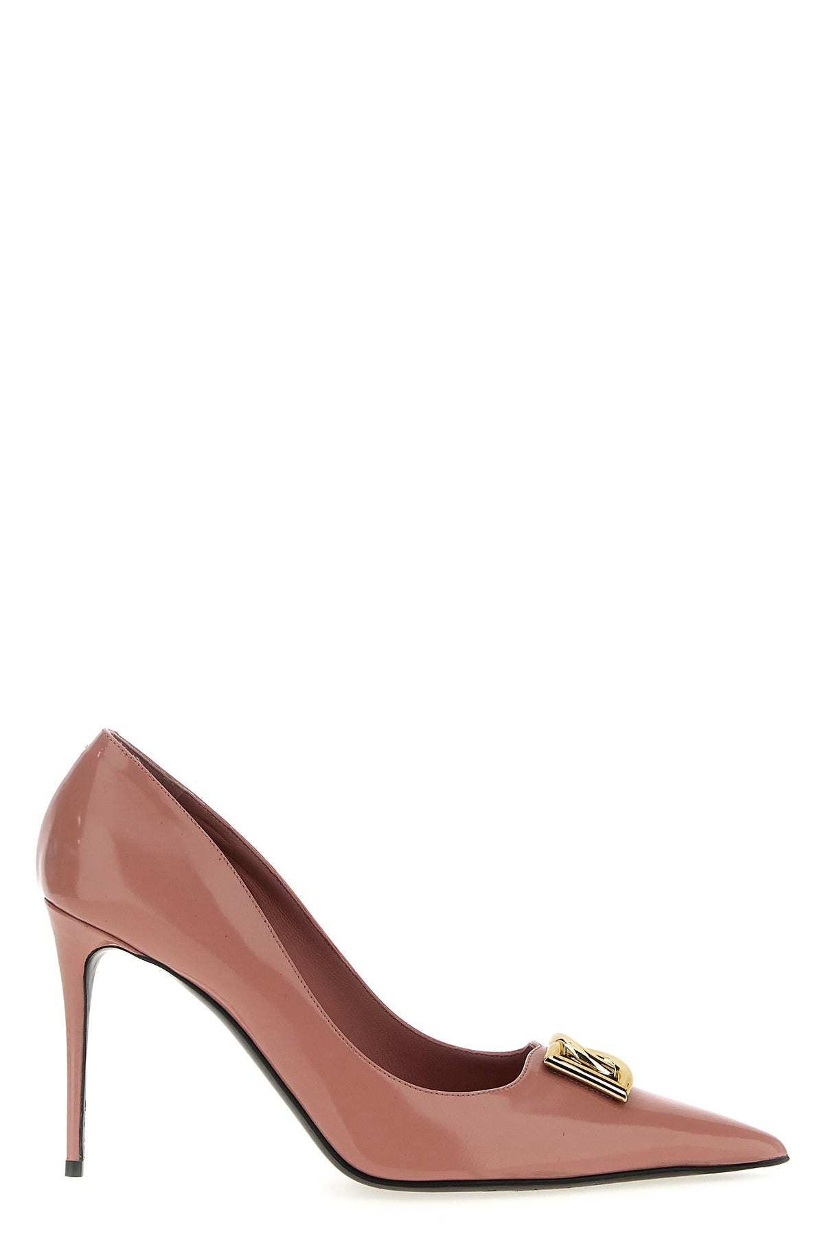 DOLCE amp; GABBANA 35.5 lollo pointed toe pumps in shiny calf leather