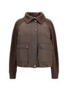 down jacket with wool sleeves