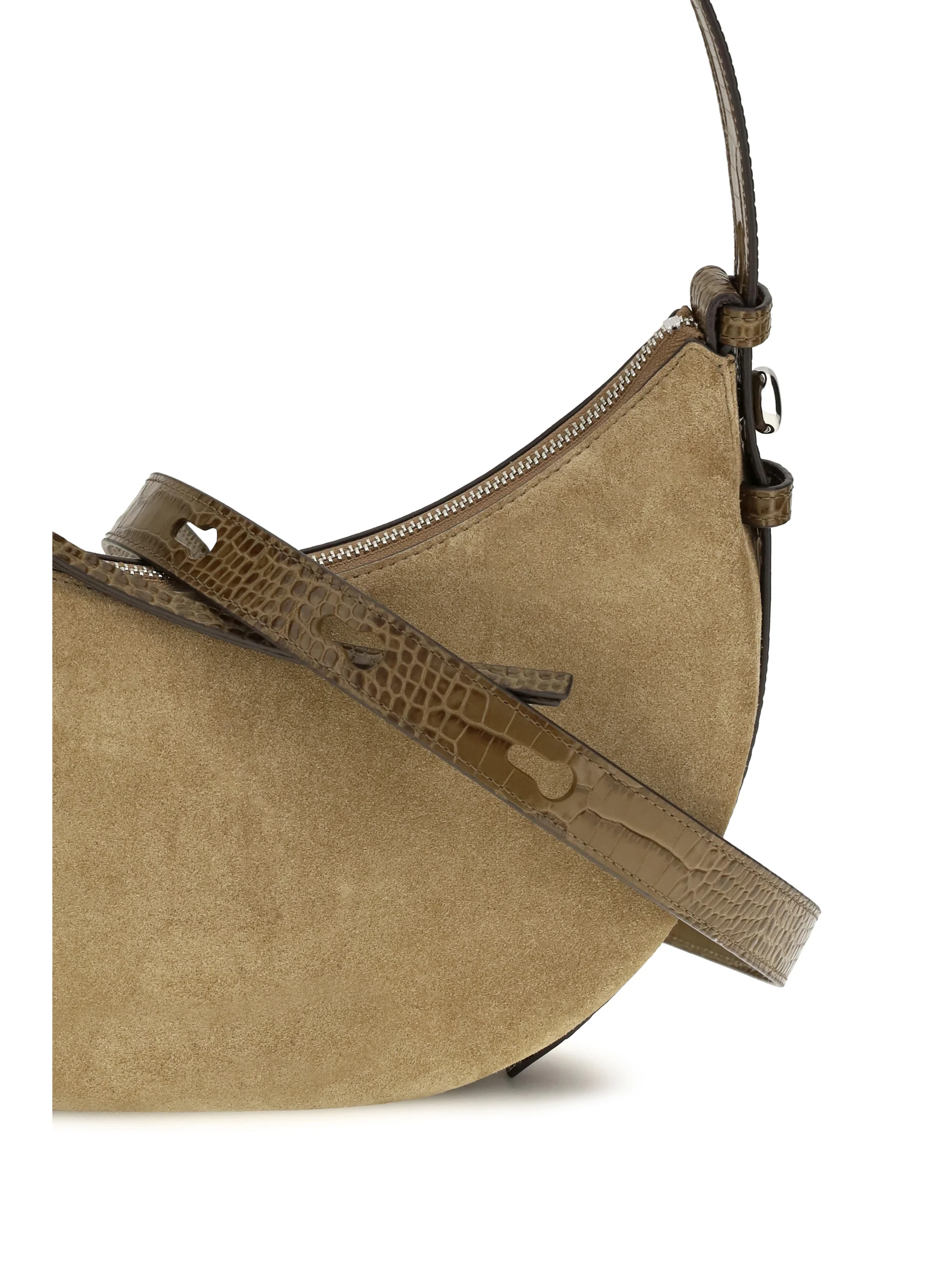 romy suede crescent shoulder bag