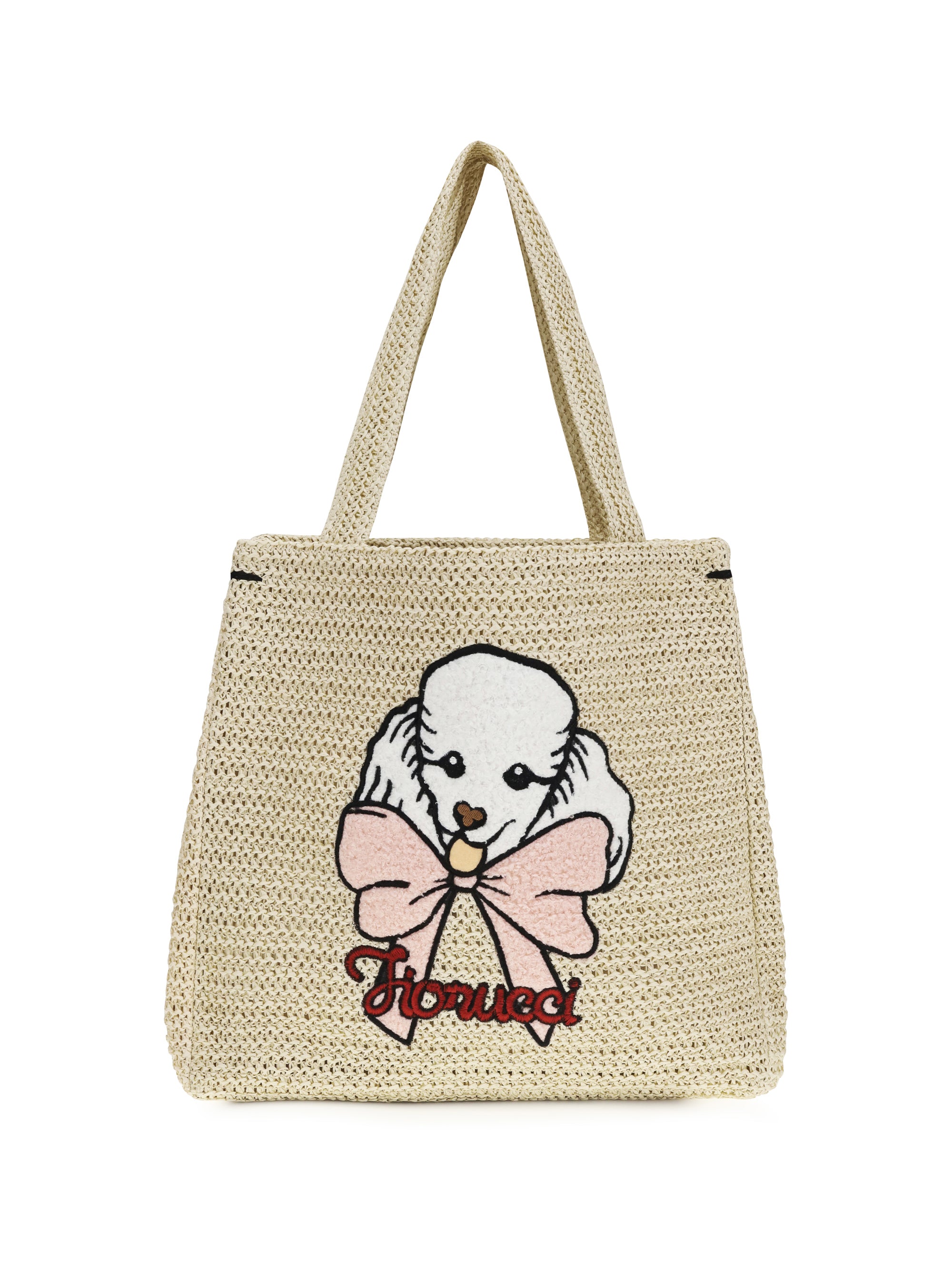 FIORUCCI OS raffia tote bag with poodle