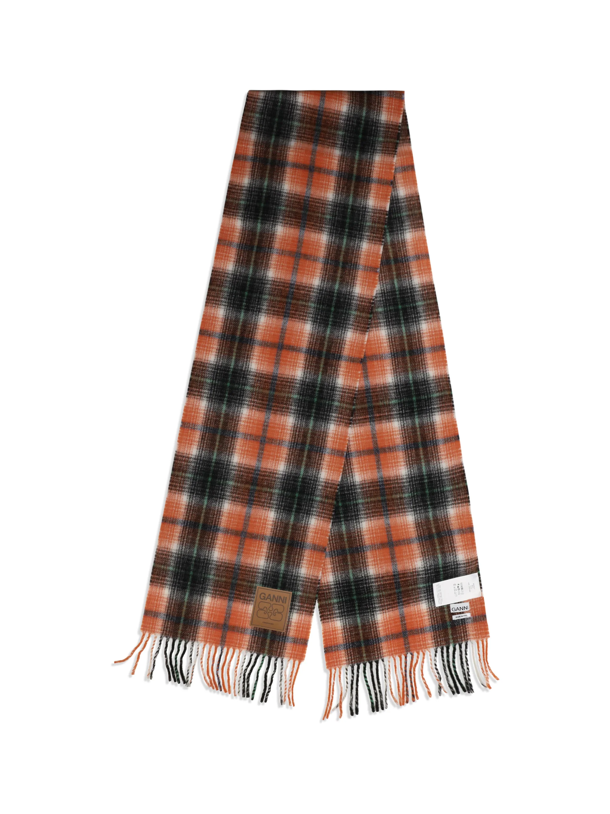 GANNI OS checked wool scarf