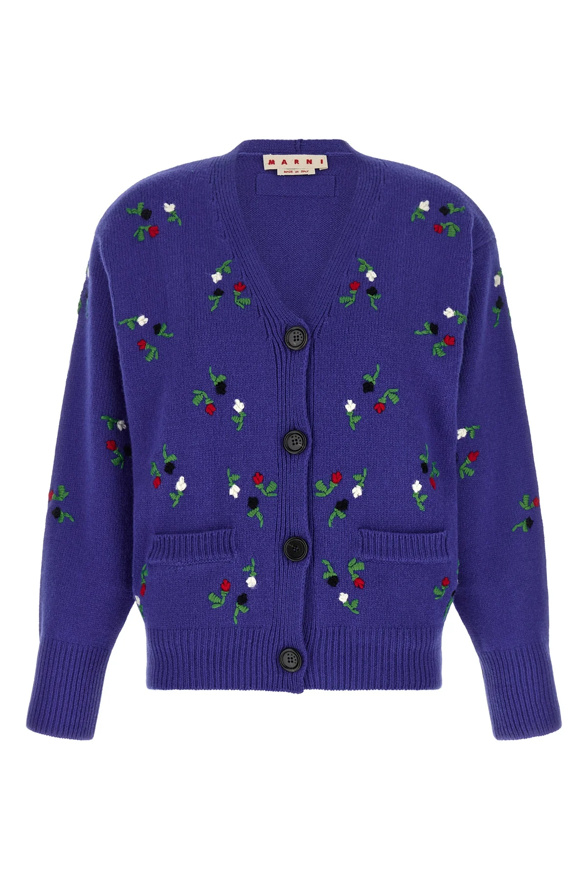 MARNI 38 the marni cardigan in virgin wool and cashmere blend embodies a sophisticated an