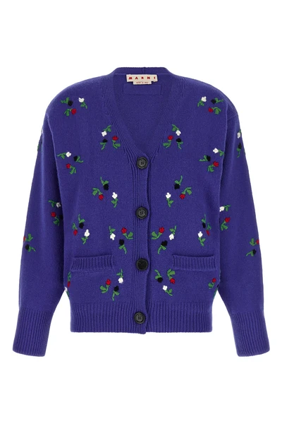 the marni cardigan in virgin wool and cashmere blend embodies a sophisticated an