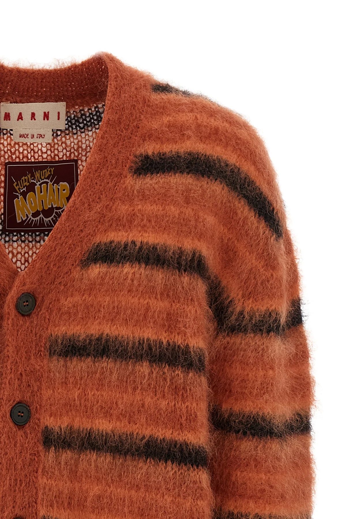 brushed striped mohair cardigan