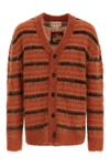brushed striped mohair cardigan