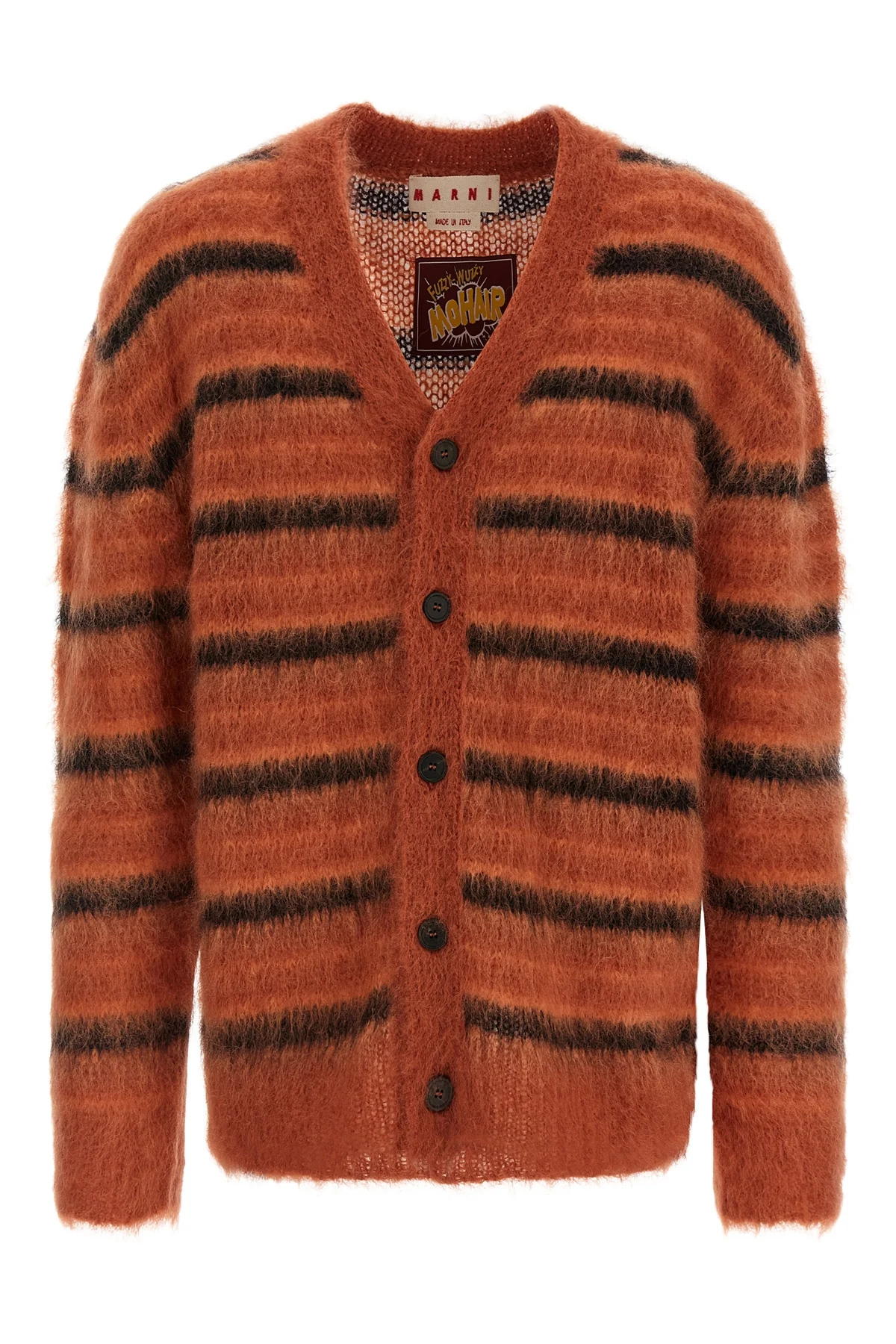 brushed striped mohair cardigan