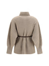 high neck cardigan with belt