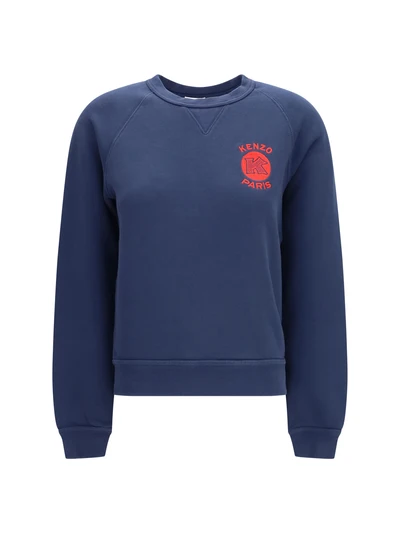 kenzo paris emblem embroidered cotton sweatshirt