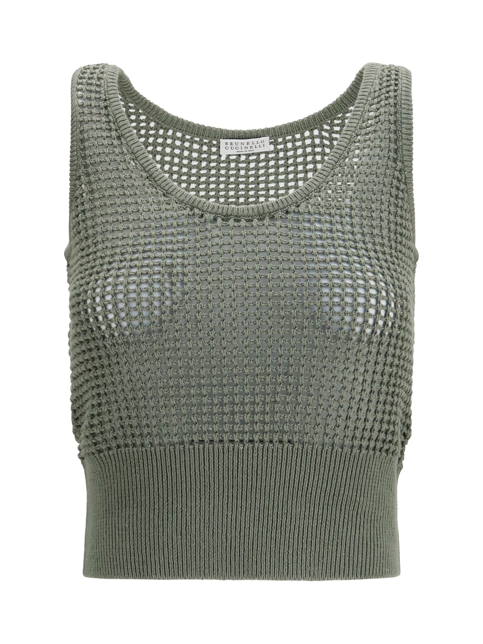 perforated sequin tank top