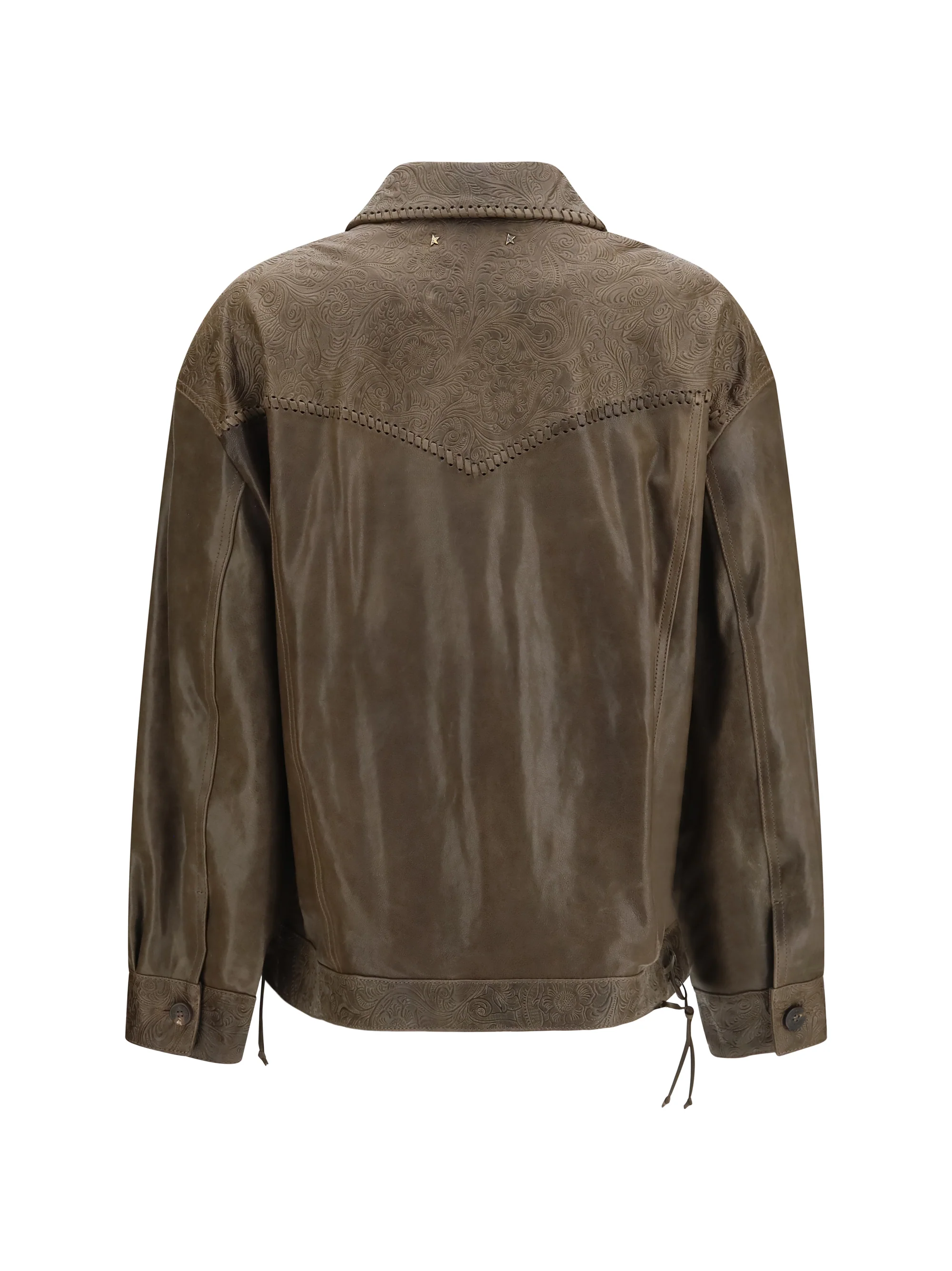 GOLDEN GOOSE 40 babete leather jacket with embossed details