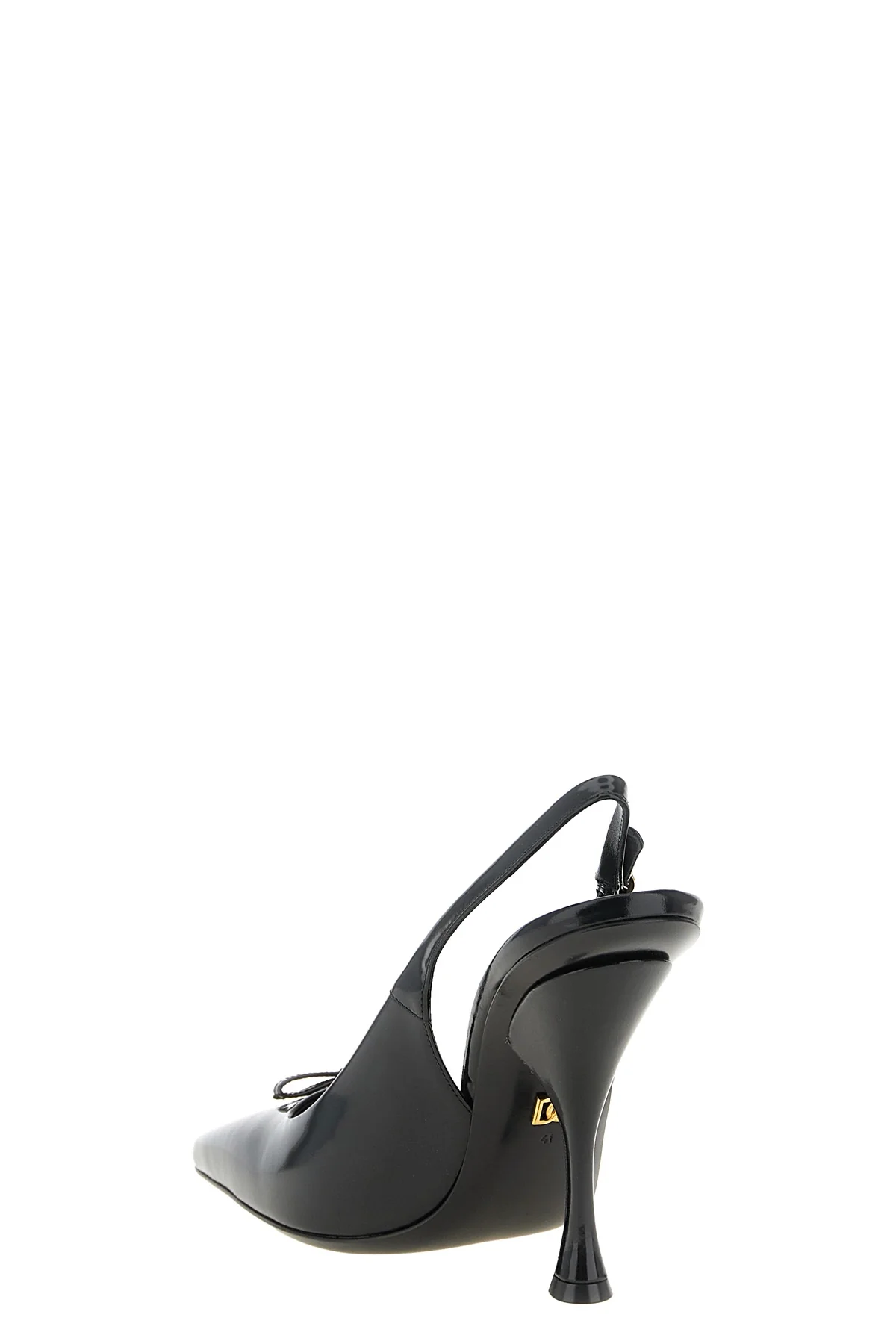 the dolce & gabbana slingback in black shiny calf leather defines the silhouette