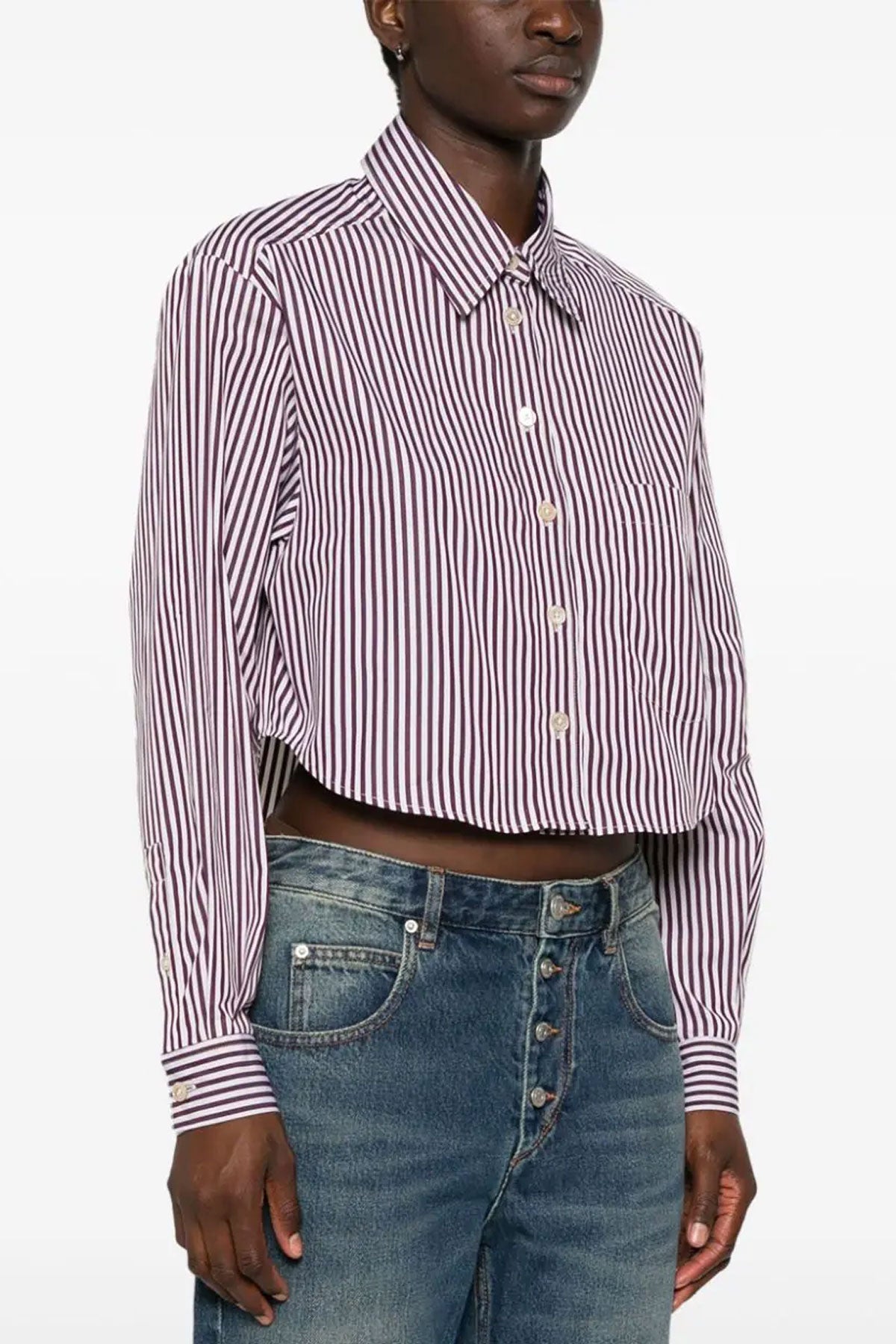 ISABEL MARANT 34 fleora striped cotton cropped shirt